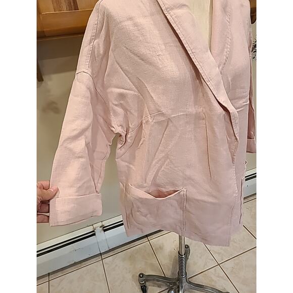 New Eileen Fisher Pink Organic Linen Shawl Collar Jacket Plus 1x - Picture 2 of 10